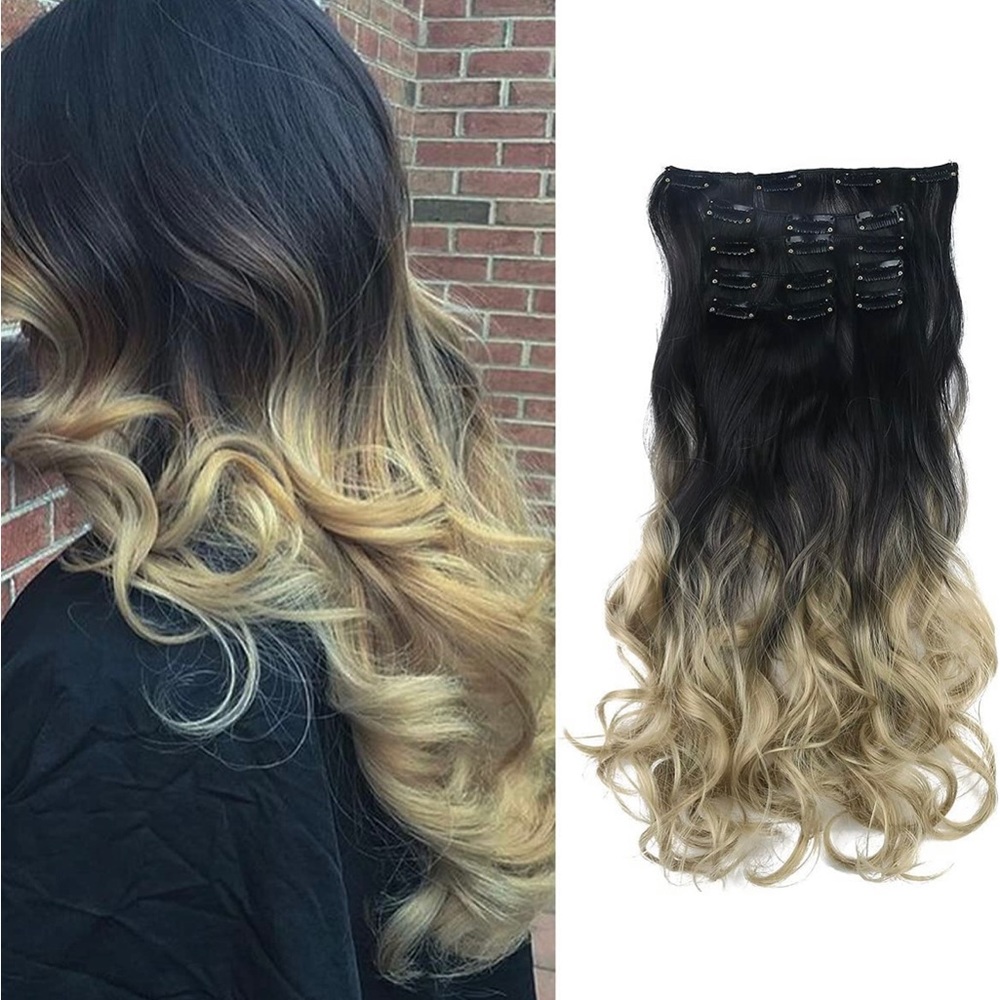 20 inch 16 clips hair extension clip in